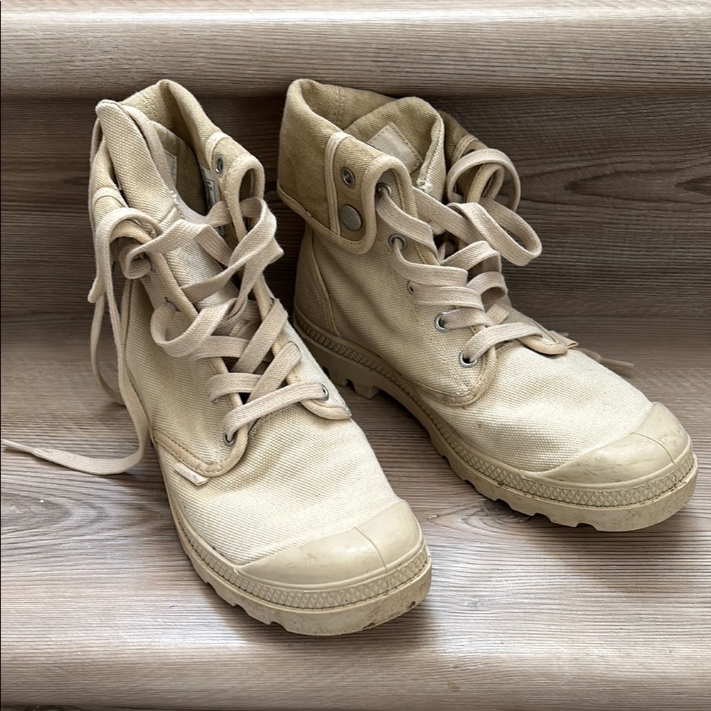 Tan High-Top Canvas Boots